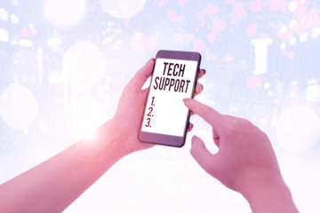 Text sign showing Tech Support. Business photo showcasing advising and troubleshooting service...