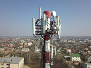 Telecommunication tower of 4G and 5G cellular. Base Station or Base Transceiver Station. Wireless...