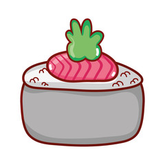 sushi fish wasabi food japanese menu cartoon isolated icon