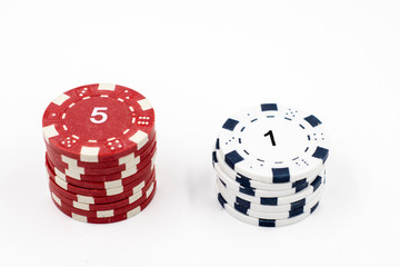 poker chips on a white background