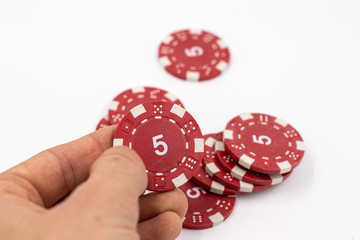 poker chips on a white background