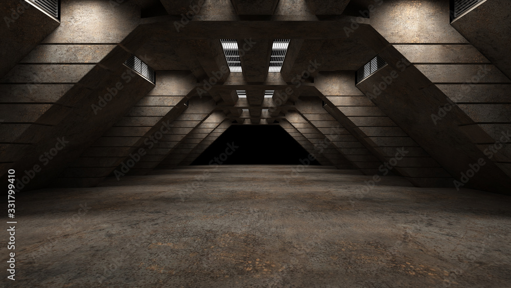 Wall mural space environment, ready for comp of your characters.3d rendering