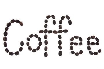Word "Coffee" Spelled in Coffee Beans