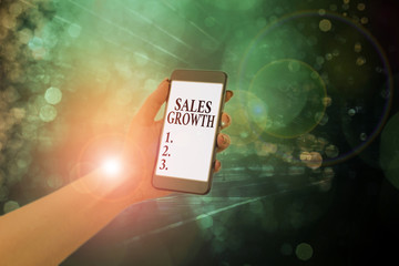 Text sign showing Sales Growth. Business photo text ability to increase revenue over a fixed period...