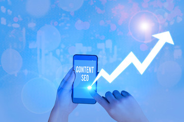 Handwriting text Content Seo. Conceptual photo creating webpage content to rank high in the search...