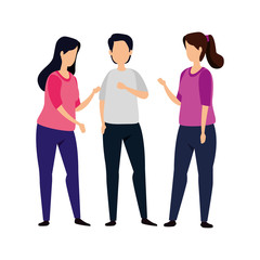 Fototapeta premium group of women with man avatar character vector illustration design