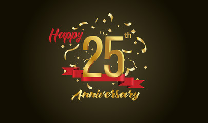 Anniversary celebration background. with the 25th number in gold and with the words golden anniversary celebration.