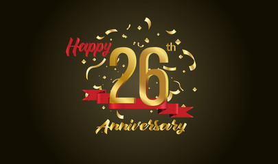 Anniversary celebration background. with the 26th number in gold and with the words golden anniversary celebration.