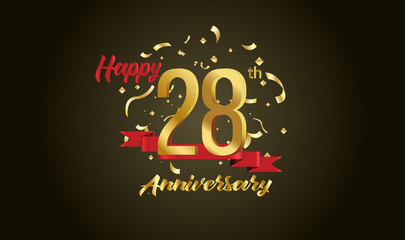 Anniversary celebration background. with the 28th number in gold and with the words golden anniversary celebration.