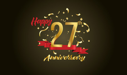 Anniversary celebration background. with the 27th number in gold and with the words golden anniversary celebration.
