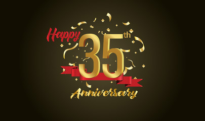 Anniversary celebration background. with the 35th number in gold and with the words golden anniversary celebration.