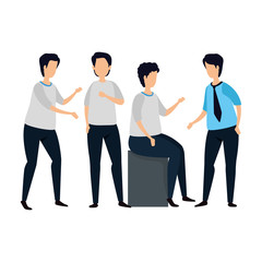 group of young men avatar character vector illustration design