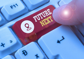 Writing note showing Future Next. Business concept for Set of mental process Human mind workflow...