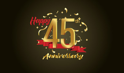 Anniversary celebration background. with the 45th number in gold and with the words golden anniversary celebration.