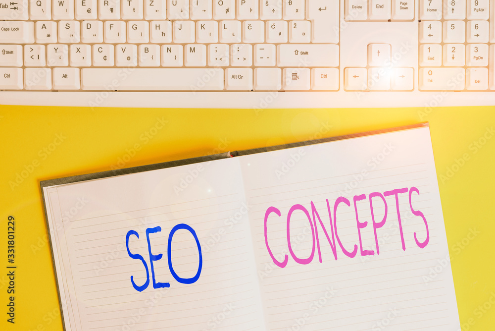 Poster conceptual hand writing showing seo concepts. concept meaning a process of increasing the quality of