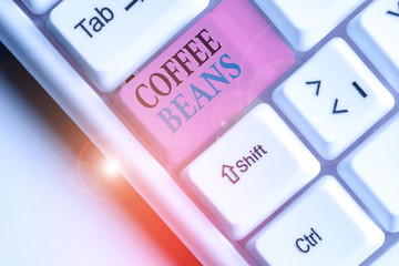 Word writing text Coffee Beans. Business photo showcasing pit inside the red or purple fruit often...