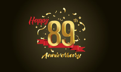 Anniversary celebration background. with the 89th number in gold and with the words golden anniversary celebration.