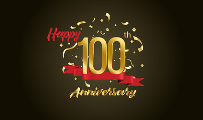 Anniversary celebration background. with the 100th number in gold and with the words golden anniversary celebration.