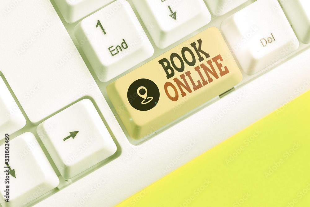 Poster handwriting text writing book online. conceptual photo booklike form that is only available to read 