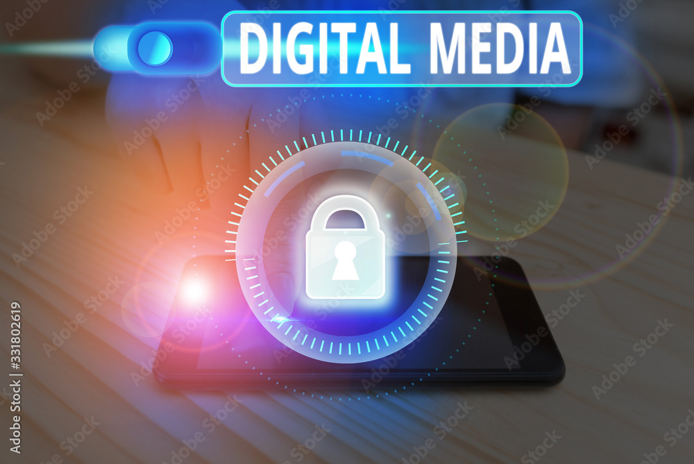 Poster handwriting text digital media. conceptual photo digitized content that can be transmitted over the 