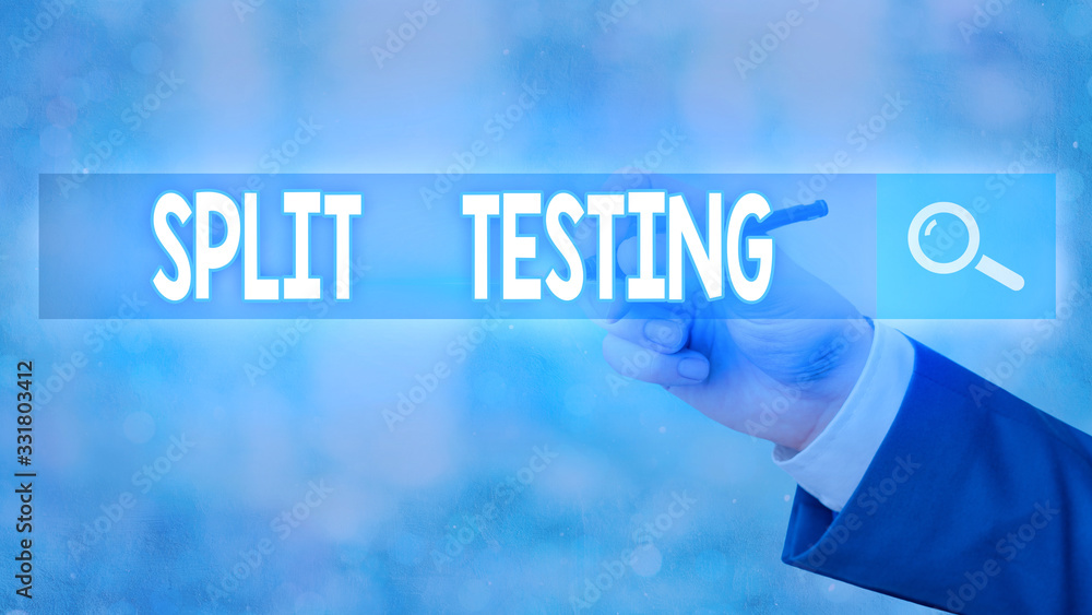 Poster conceptual hand writing showing split testing. concept meaning issuing the traffic of a website betw
