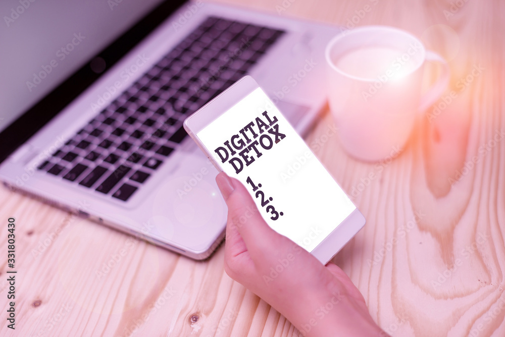 Poster conceptual hand writing showing digital detox. concept meaning period of time during a demonstrating