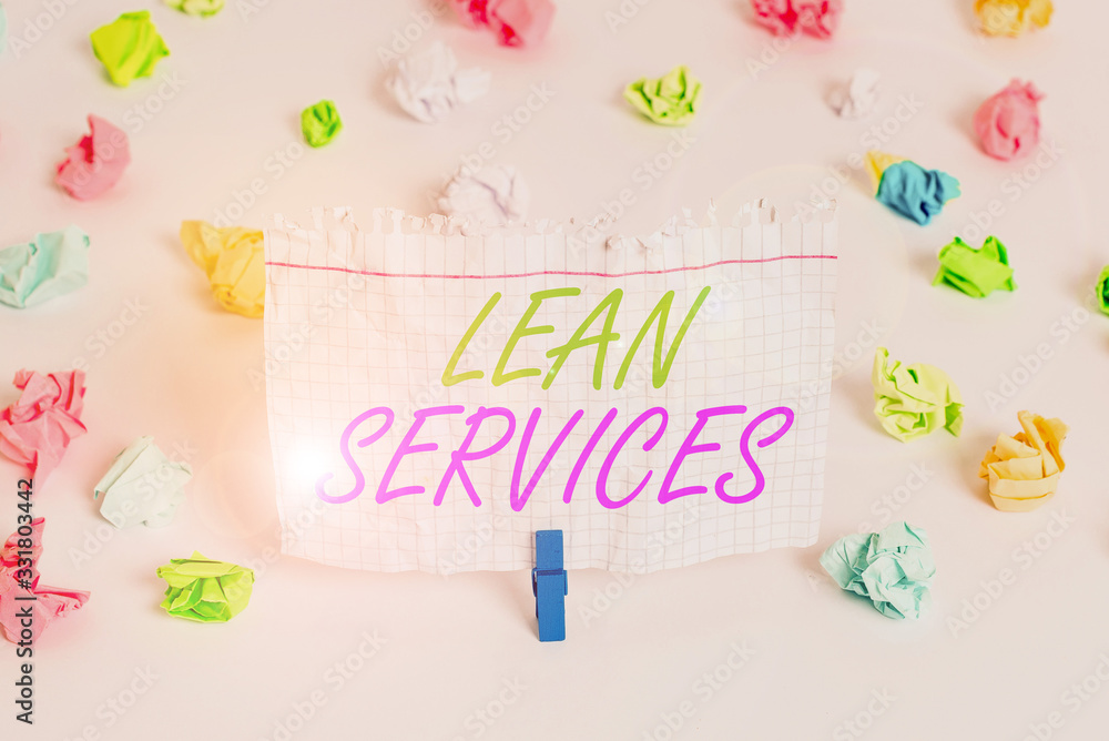 Poster handwriting text writing lean services. conceptual photo application of the lean manufacturing conce