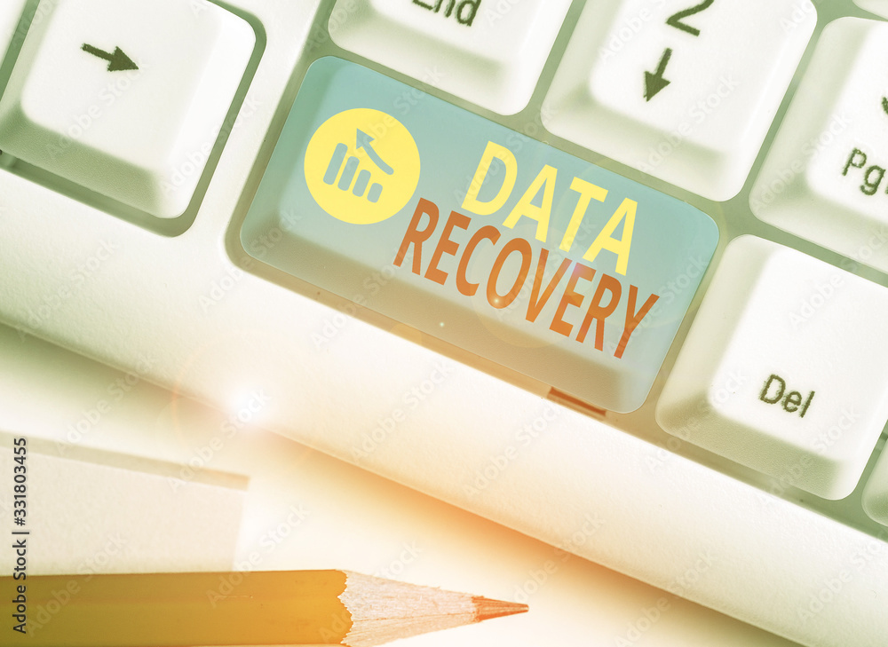 Poster text sign showing data recovery. business photo text process of salvaging inaccessible lost or corru