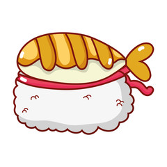 rice sushi fish food japanese menu cartoon isolated icon