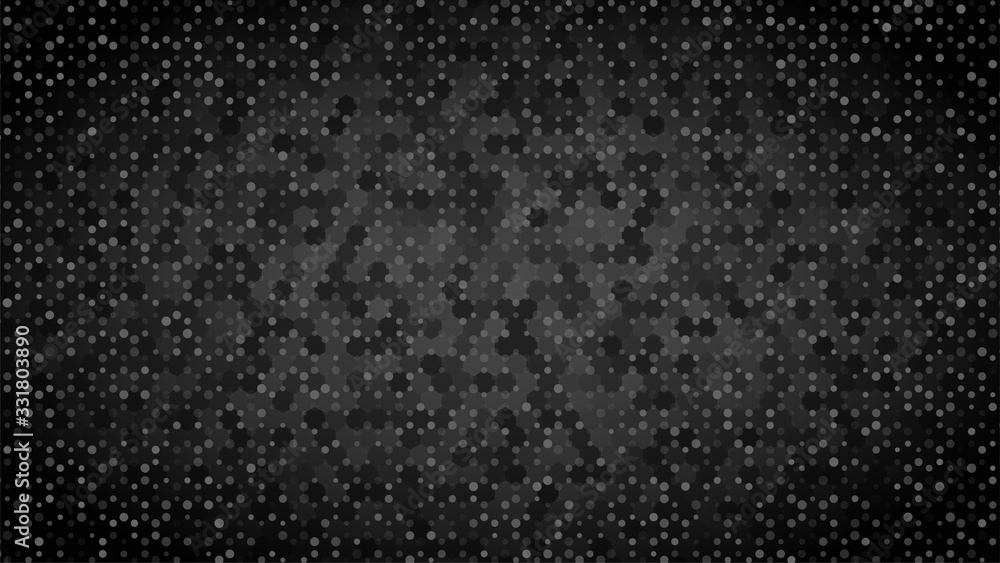 Poster abstract black background. grey hexagon pattern backdrop. dark honeycomb vector illustration. carbon