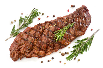 fried skirt steak on a white background
