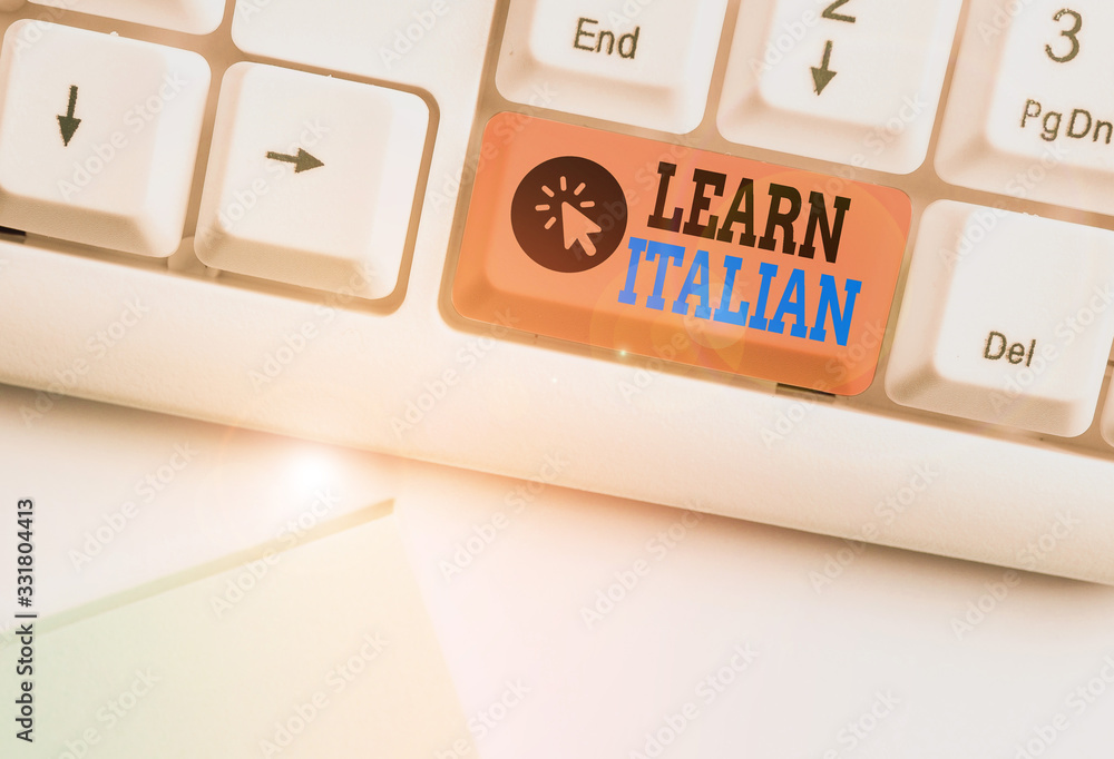 Poster conceptual hand writing showing learn italian. concept meaning gain or acquire knowledge of speaking