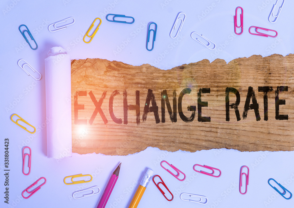 Poster text sign showing exchange rate. business photo text value of one currency for the purpose of conver