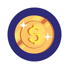 coin money cash in frame circular isolated icon vector illustration design