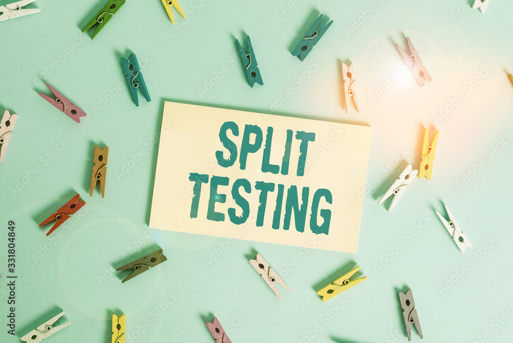 Poster conceptual hand writing showing split testing. concept meaning issuing the traffic of a website betw