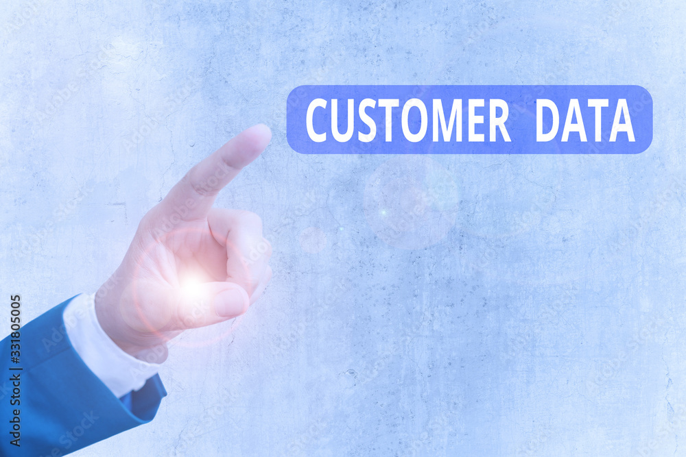Poster writing note showing customer data. business concept for all records and information pertaining to a