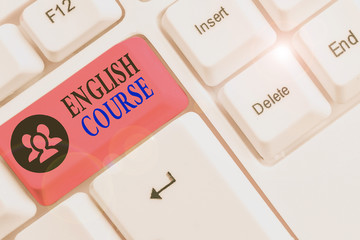 Conceptual hand writing showing English Course. Concept meaning courses cover all levels of...