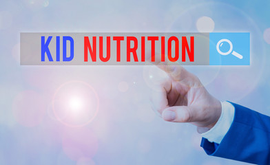 Text sign showing Kid Nutrition. Business photo showcasing A healthy diet for children to help them...