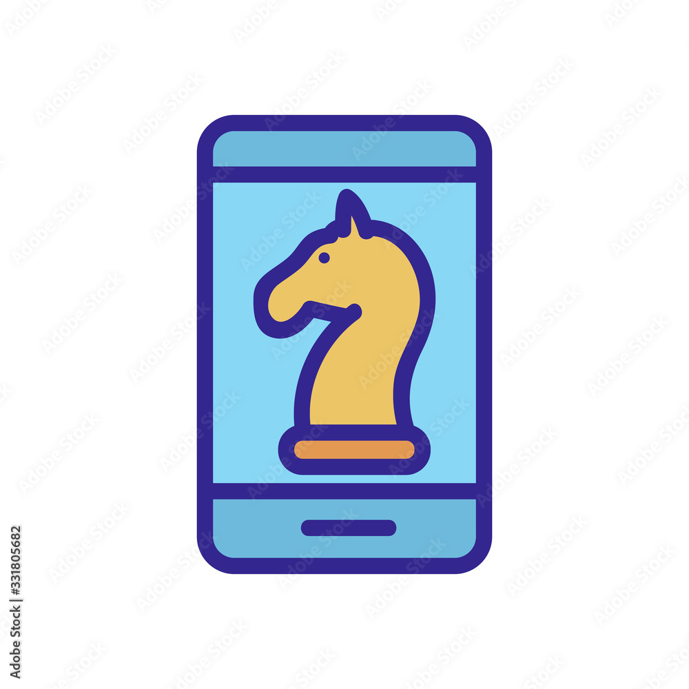 Poster mobile chess application icon vector. mobile chess application sign. color isolated symbol illustrat