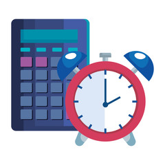 alarm clock time with calculator vector illustration design