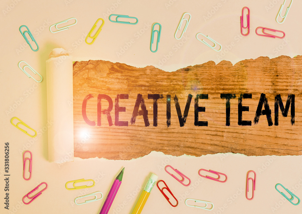 Aufkleber conceptual hand writing showing creative team. concept meaning group of showing that comes up with t