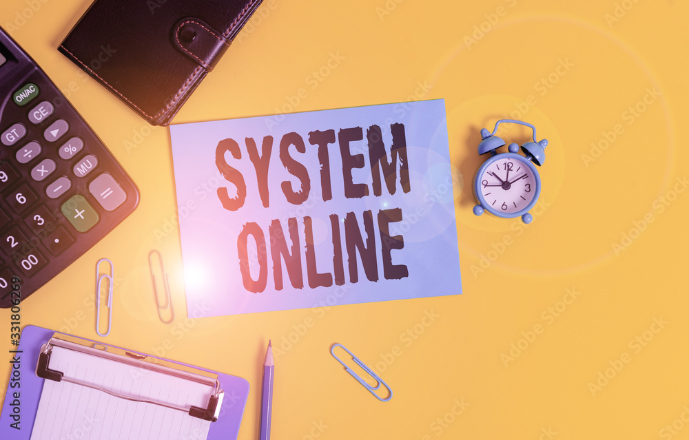Poster text sign showing system online. business photo showcasing when a device can readily communicate wit