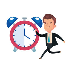 alarm clock with businessman isolated icon vector illustration design