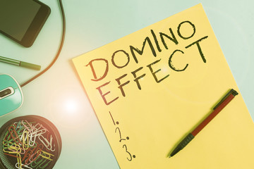 Word writing text Domino Effect. Business photo showcasing Chain reaction that causing other...