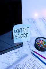 Writing note showing Content Score. Business concept for aggregated predictor for the...