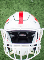 Football helmet on the field