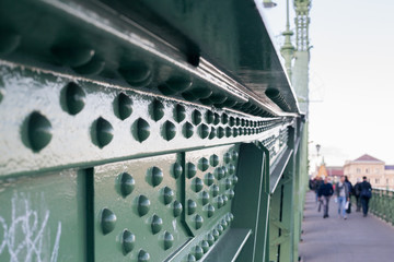 Nineteenth Century Old Metalic Green Freedom European Bridge in Budapest
