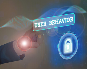 Text sign showing User Behavior. Business photo text focuses on user activity as opposed to static...