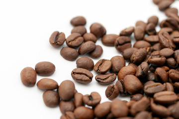Coffee beans on white background