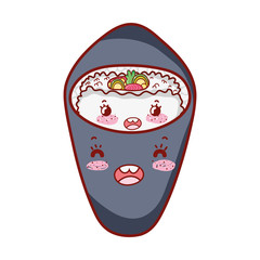 kawaii japanese sushi temaki rice cartoon, sushi and rolls